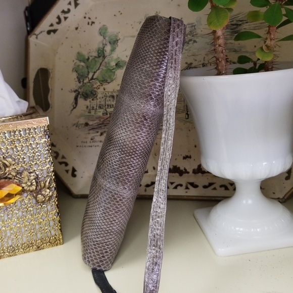 Gray python snakeskin shoulder bag vintage purse - Picture 7 of 8